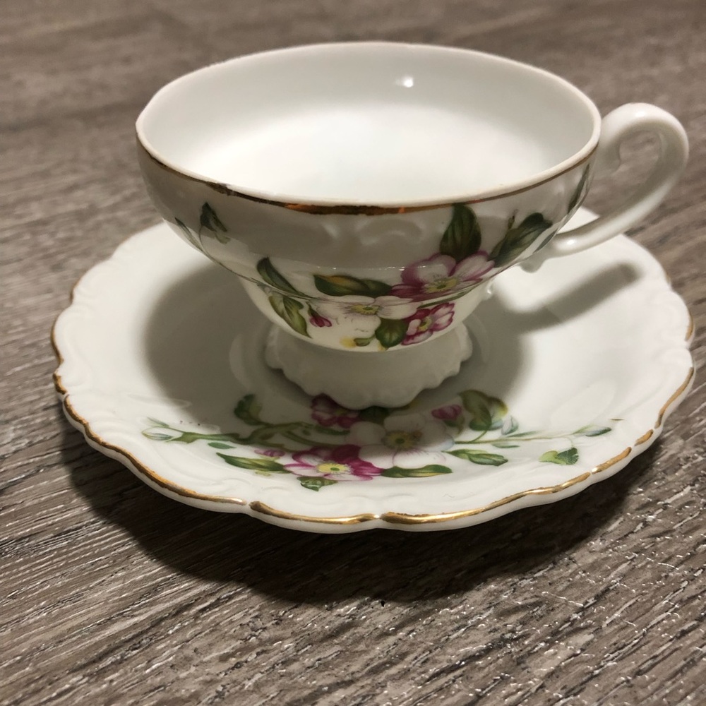 Antique Floral Tea Cup & Saucer  Made In Japan